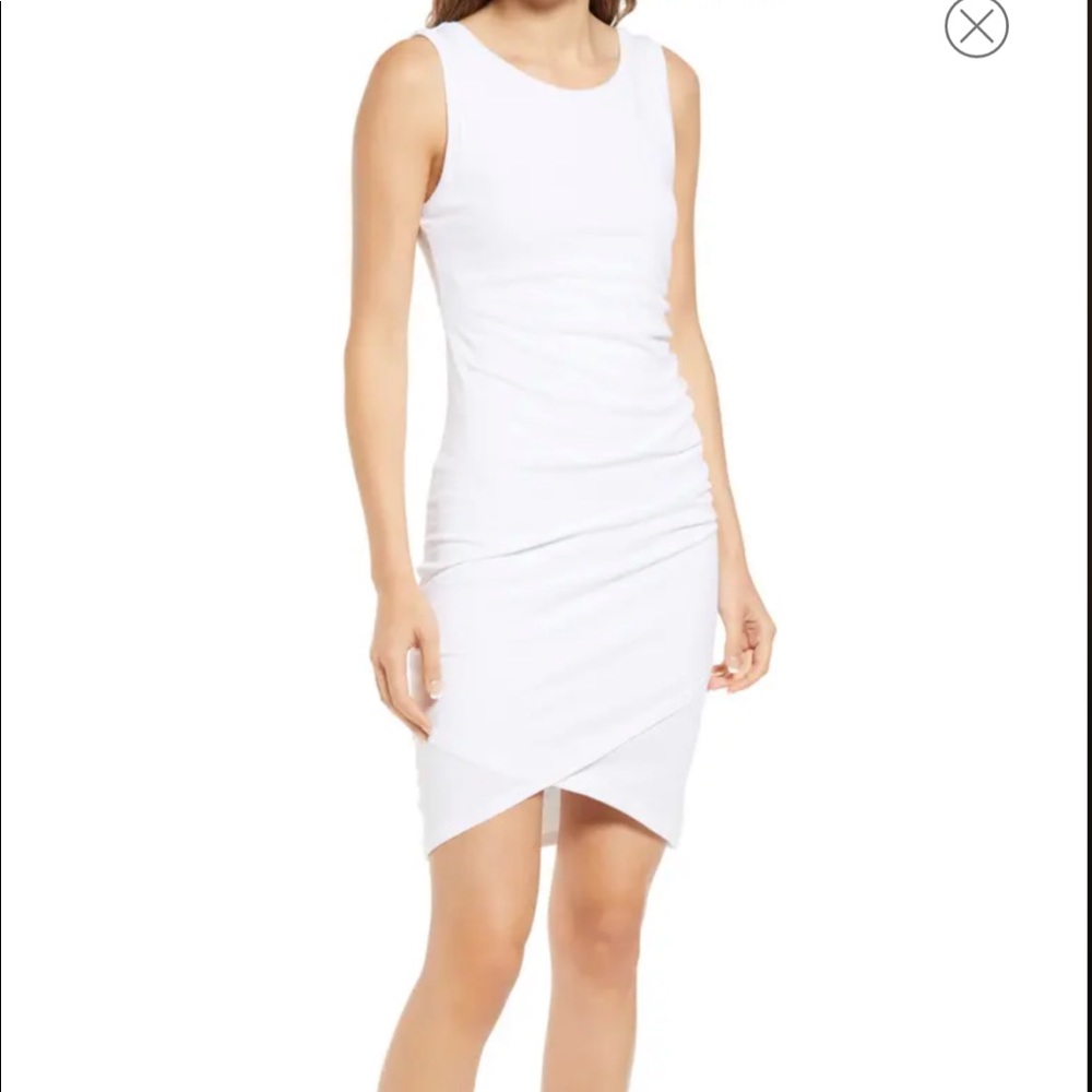 Treasure & Bond Ruched Side Sleeveless Dress White XS